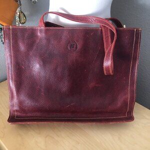 Designs by Thor Handcrafted Burgundy Red Leather Tote